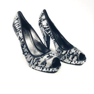 Coach Sequin Sparkly Chunky Block Peep Toe…